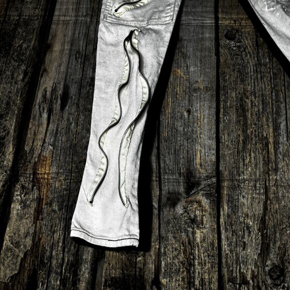 Waimea Skinny Fit Cargo Zip 2 Tone Moto Jeans Mens Size 34x32 Black Cream - Picture 9 of 12